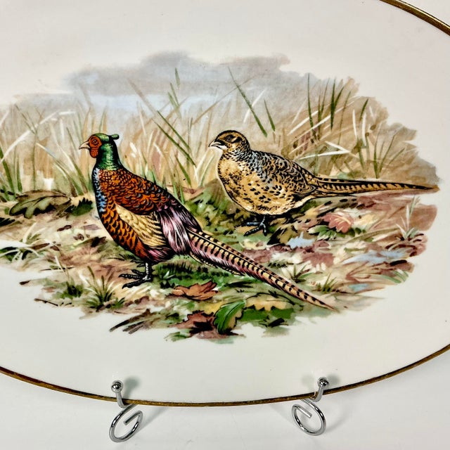 1970s Vintage Hollywood Regency Arts & Crafts Rustic European Pheasant Platter, Thanksgiving For Sale - Image 9 of 9