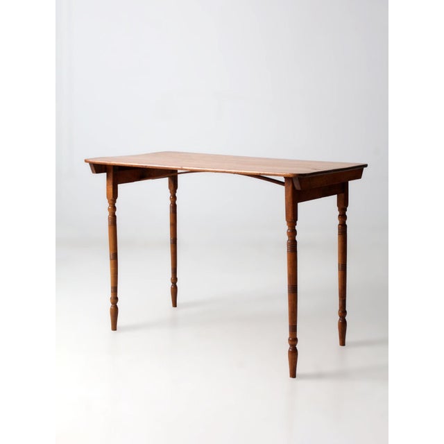 Antique Folding Sewing Table With Measuring Rule For Sale - Image 4 of 14