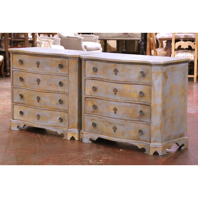 Late 20th Century Pair of Late 20th Century French Louis Philippe Style Painted Commodes Chests For Sale - Image 5 of 11