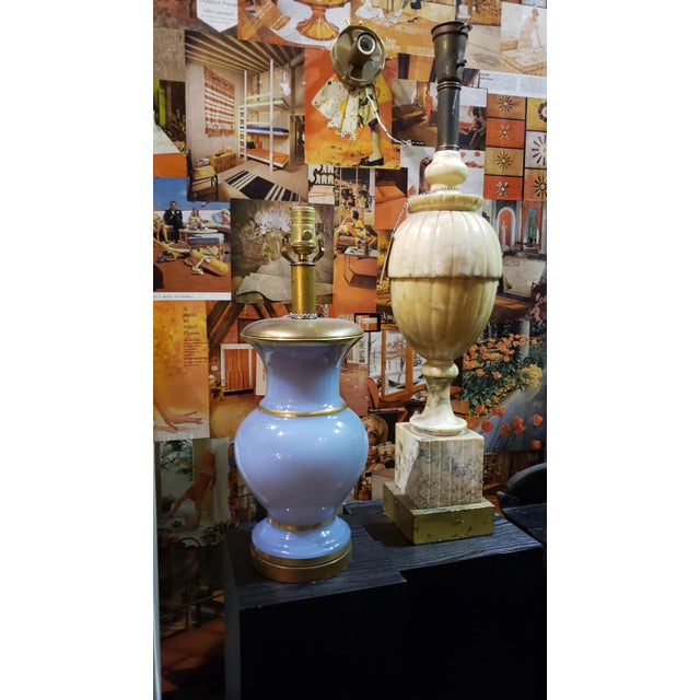 Lilac Alexandrite Glass Amphora Lamp W/ Gilded Accents For Sale - Image 4 of 9