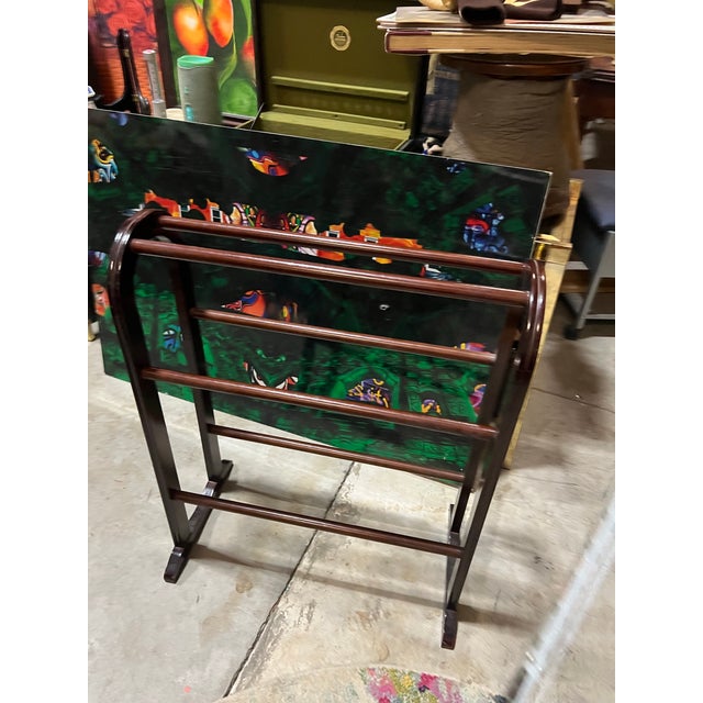Vintage Dark Wood Blanket Rack For Sale - Image 4 of 5