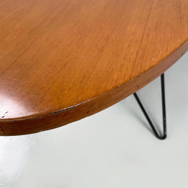 Wood Mid-Century Modern Italian Oval Coffee Table in Wood and Black Metal, 1960s For Sale - Image 7 of 18