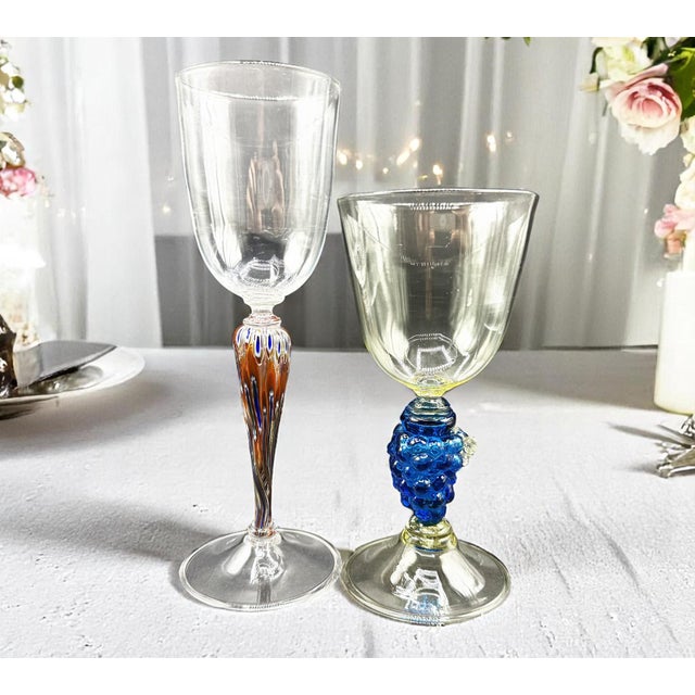 Murano - Art and Refinement of Blown Glass Goblets, Set of 2 For Sale - Image 9 of 10