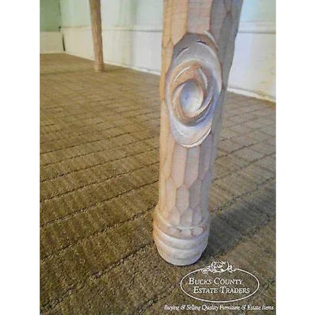 Almond Carved Naturalistic Solid Maple Glass Top Sofa Table For Sale - Image 8 of 12