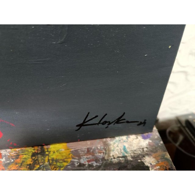 Contemporary Ovidiu Kloska, Its Raining in a Garden Full of Butterflies, Acrylic on Canvas For Sale - Image 3 of 11