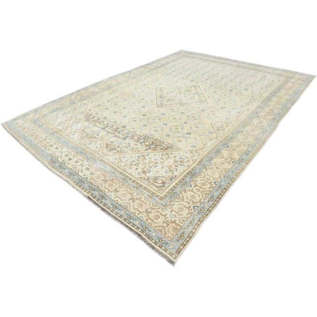 1960s Pale Oushak Turkish Natural Hand Knot Carpet For Sale - Image 10 of 10