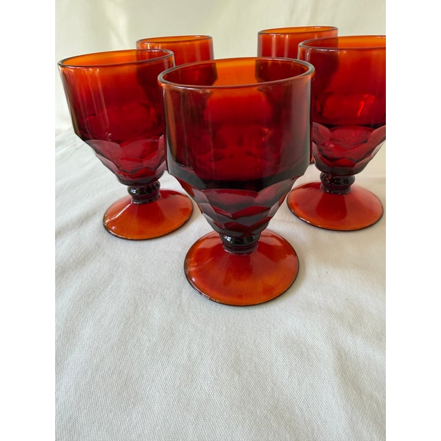 Glass 1960s Viking Mid Century, Georgian Low Footed Goblets - Set of 5 For Sale - Image 7 of 8