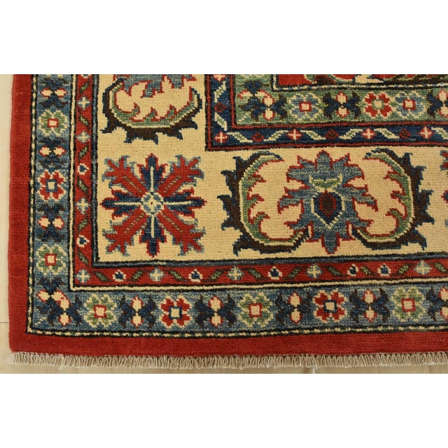 Kazak Rug 6’1” X 8’8” Red Wool Tribal Hand-Knotted Oriental Carpet For Sale - Image 11 of 14