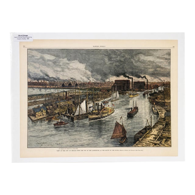 City of Chicago From Lighthouse Top on Lake Michigan, Original Print, 1884 For Sale