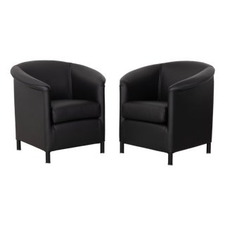 Black Aura Leather Armchairs by Paolo Piva for Wittmann, Set of 2 For Sale
