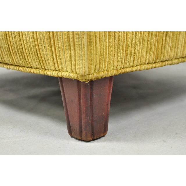 Vintage Traditional Mahogany Leg Green Upholstered Footstool Ottoman For Sale - Image 12 of 14