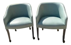 Custom Light Blue Leather Game Chairs-a Pair