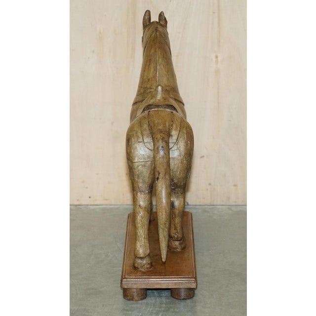 Decorative Hand Carved Wooden Statues of Horses, 1880, Set of 2 For Sale - Image 14 of 18