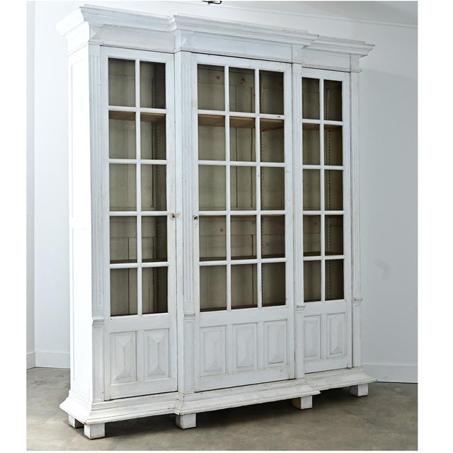 Wood French 19th Century Painted Pine Bibliotheque For Sale - Image 7 of 18