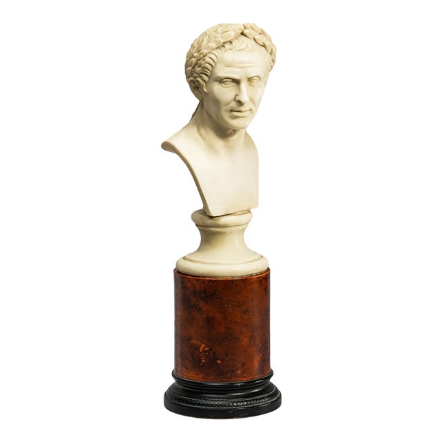 Vintage Roman Julius Caesar Man Bust Statue Classical Grand Tour Style Sculpture Home Decor For Sale