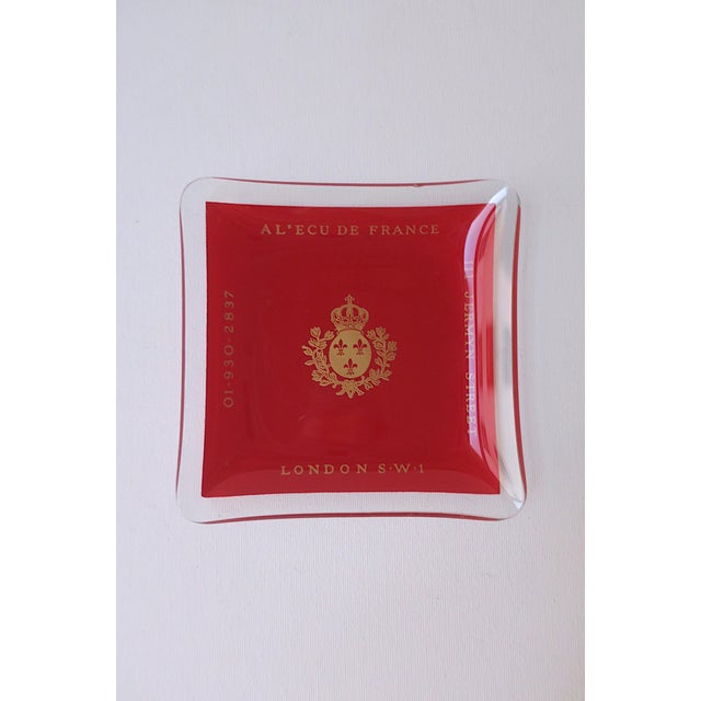 A L'Ecu de France Jermyn Street London Restaurant Catchall. A glass catchall vide-poche (or ashtray) from the fine and...