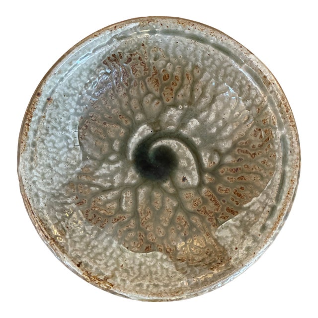 Vintage Green Studio Ceramic Pottery Bowl For Sale