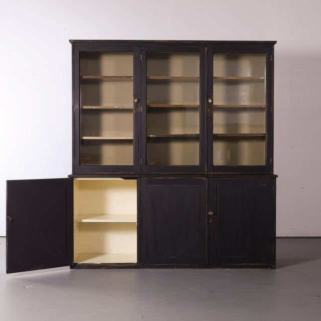 Late 19th Century English Glazed Painted Bookcase With Adjustable Shelving - Circa 1880 For Sale - Image 5 of 13