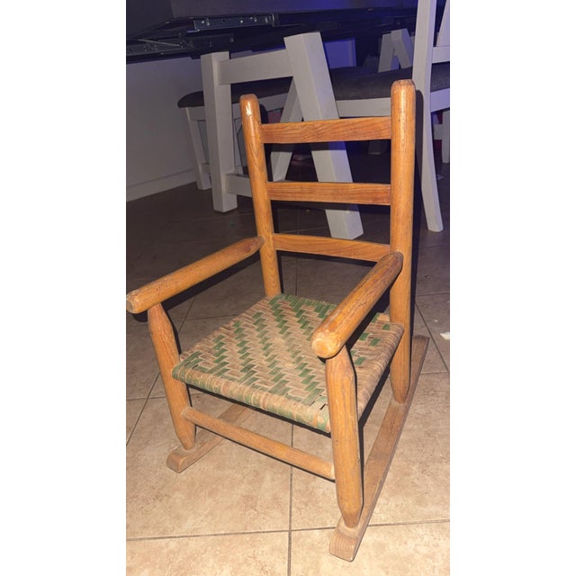 Antique Child’s Rocking Chair c.1905–1925 – Wolcott Mfg. Co., Indiana – Original Paint & Maker’s Stamp For Sale - Image 4 of 12