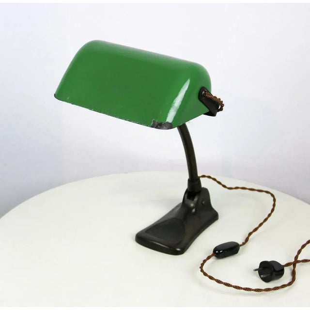 Art Nouveau Green and Black Bankers Lamp from LUX, 1920s For Sale - Image 14 of 14