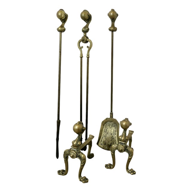 Arts and Crafts Gothic Fireside Tools, Set of 5 For Sale