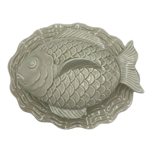 Vintage 1976 Fitz & Floyd Fish Covered Plate Serving Platter With Underplate