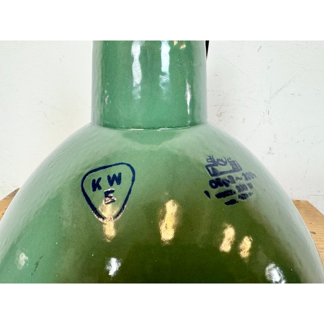 Industrial Green Enamel Factory Pendant Lamp, 1960s For Sale - Image 10 of 16