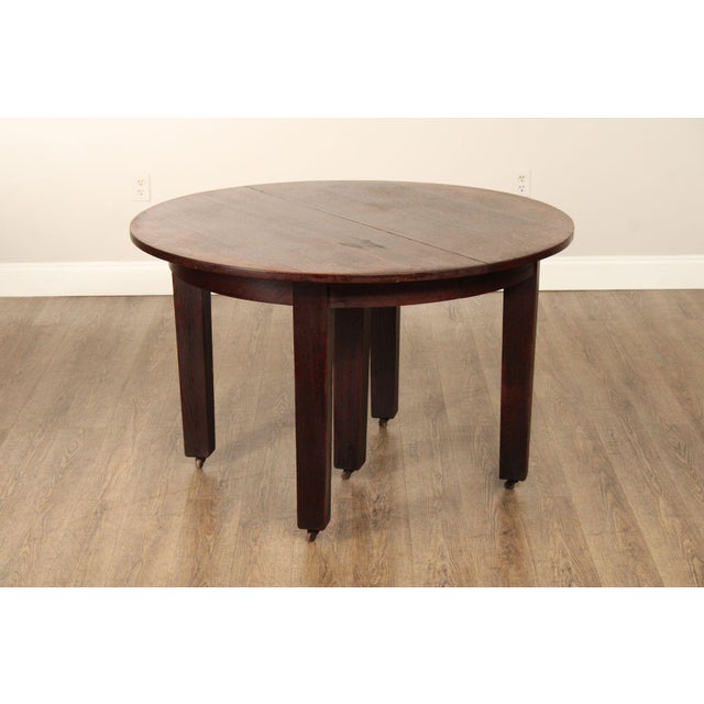 High Quality Antique Early 20th Century Oak Five-Leg Dining Table, Includes Four Leaves