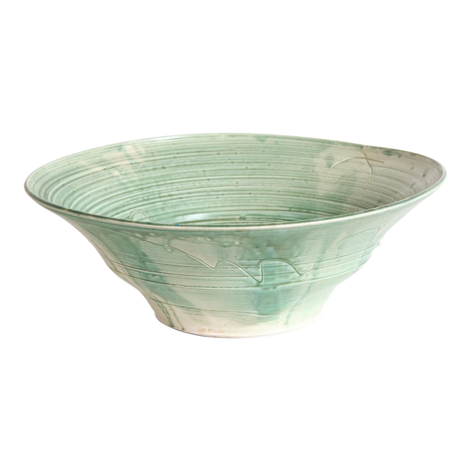 22" Seafoam Green Studio Art Pottery Centerpiece Bowl
