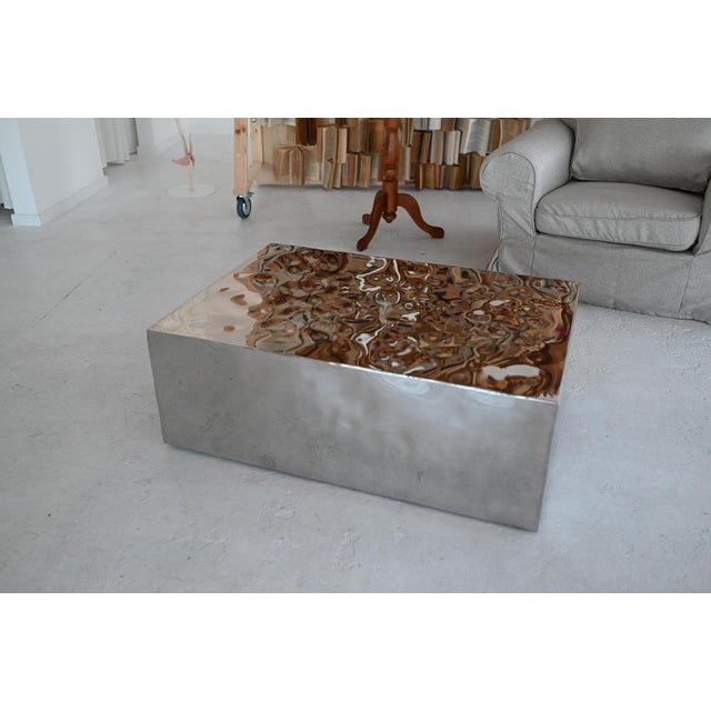 Small Mirage Sculptural Table in Stainless Steel by Veliento Dimensions: W 45 x D 60 x H 30 cm (Size Small). Materials:...