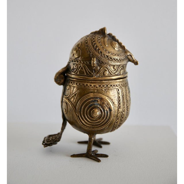 Gold Indian Gilt Bronze Dhokra Owl Sculptural Box, Early 20th Century For Sale - Image 8 of 8