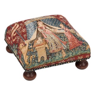 Lady With the Tent Tapestry Footstool For Sale