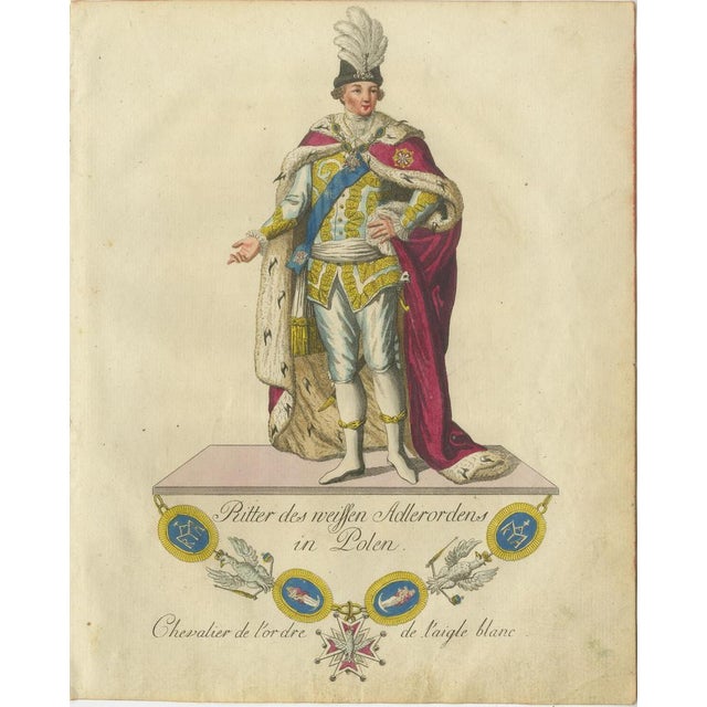 Late 18th Century Schwan, Knight of the White Eagle Order in Poland, Hand-Colored Engraving, 1791 For Sale - Image 5 of 6