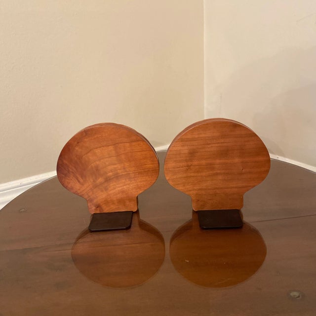 1970s Wood & Brass Italian Style Shell Bookends - a Pair For Sale In Atlanta - Image 6 of 8