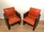 1970s French Orangeish and Brown Leather Armchairs - a Pair For Sale - Image 6 of 12