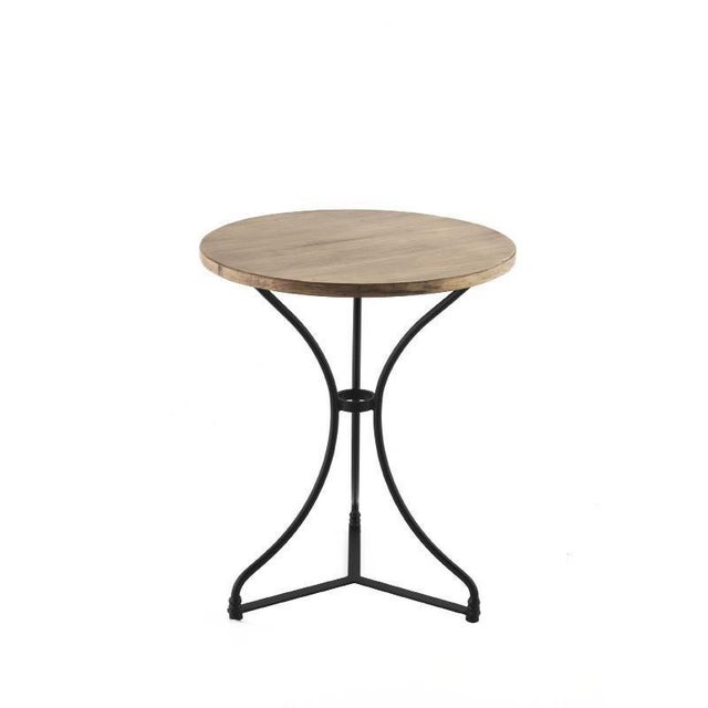 Early 21st Century Square French Style Iron Base Table with Wood Top, Garden Table For Sale - Image 5 of 5