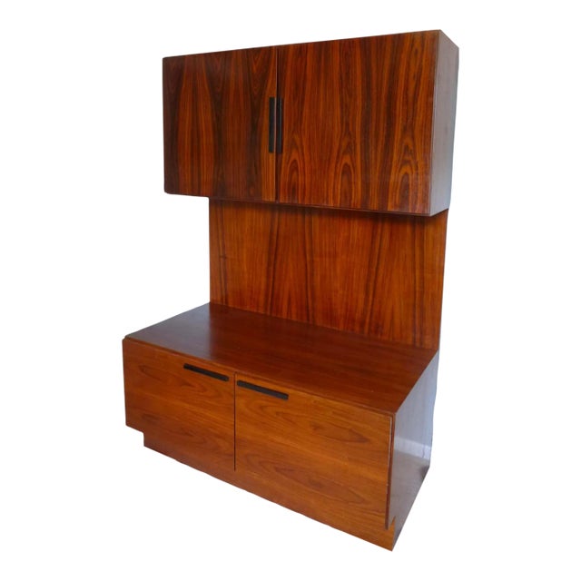 Danish Modern Kofod Larsen Rosewood Wall Unit Storage Cabinet & Cupboard For Sale