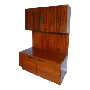 Danish Modern Kofod Larsen Rosewood Wall Unit Storage Cabinet & Cupboard