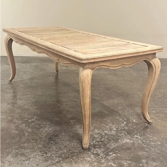 Wood Antique Country French Stripped Fruitwood Dining Table For Sale - Image 7 of 14