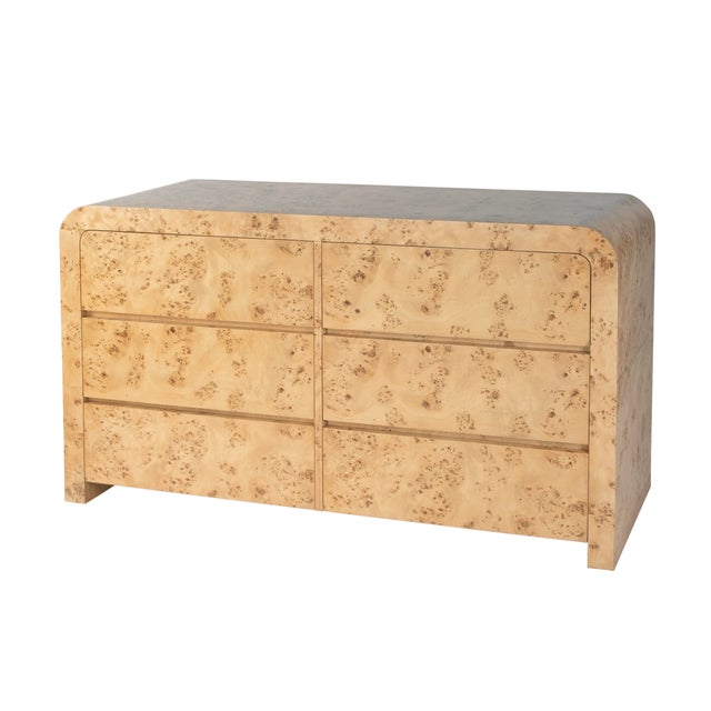 Cora 60.5 in. W Burl Wood 6 Drawer Dresser, Light Burl For Sale - Image 9 of 9