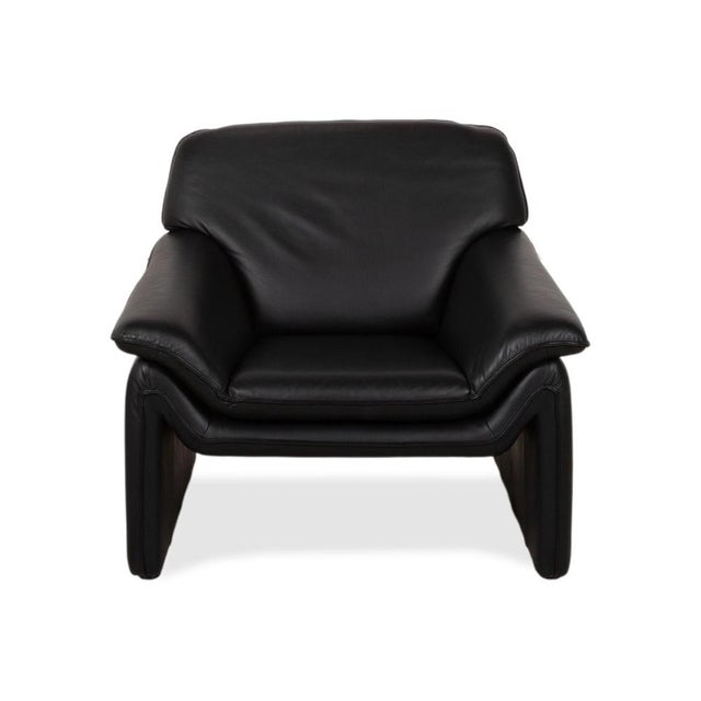 Atlanta 2-Seater Sofa and Armchair in Black Leather from Lauuser, Set of 2 For Sale - Image 16 of 18