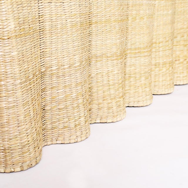 Tan Long Wicker Drapery Ghost Console For Sale - Image 8 of 9