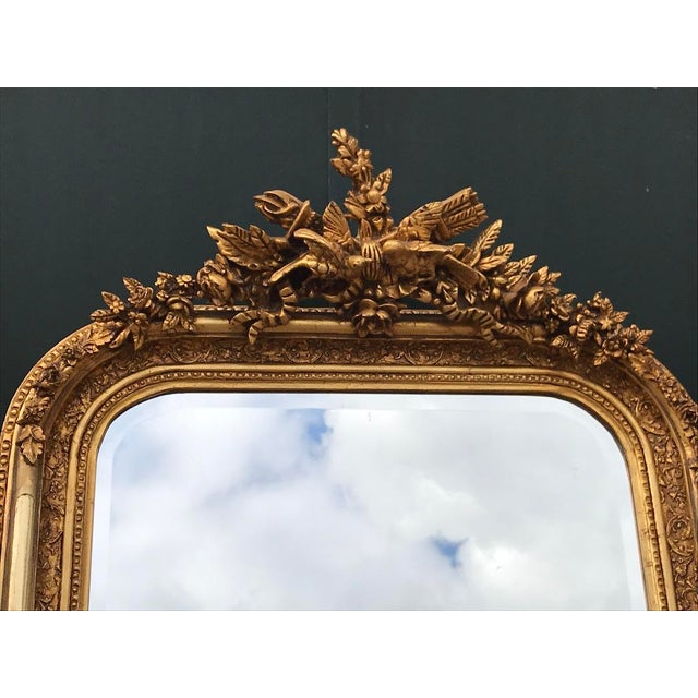 1980s French Louis XVI Gold Wood Full-Length Floor Mirror For Sale - Image 4 of 18