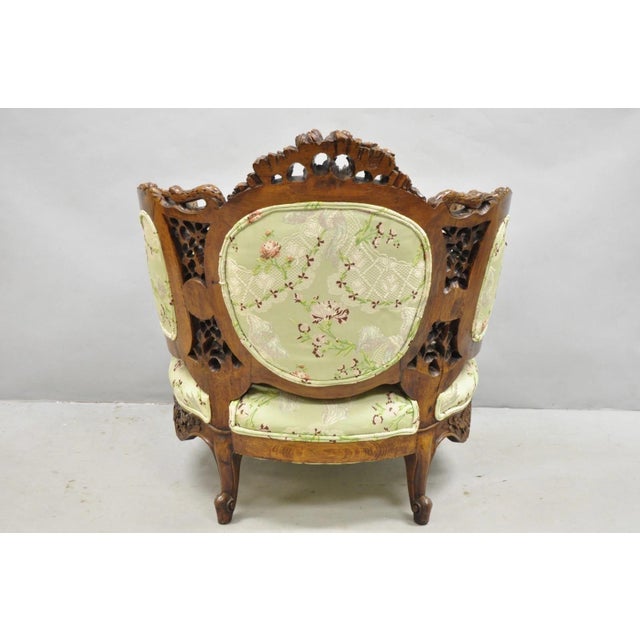 Antique Italian Regency Swan Carved Walnut French Victorian Club Lounge Chair For Sale - Image 17 of 18