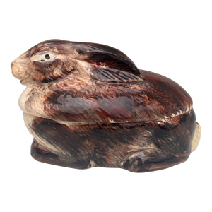 French Pottery Majolica Rabbit Pâté Tureen Caugant, Circa 1950
