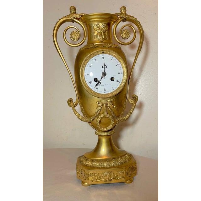 19th Century Antique Early 1800's French Diot Paris Ormolu Bronze Figural Empire Mantle Clock For Sale - Image 5 of 18