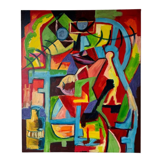 Thembinkosi Kohli " Split Images " Expressionist Abstract Acrylic on Canvas Painting For Sale