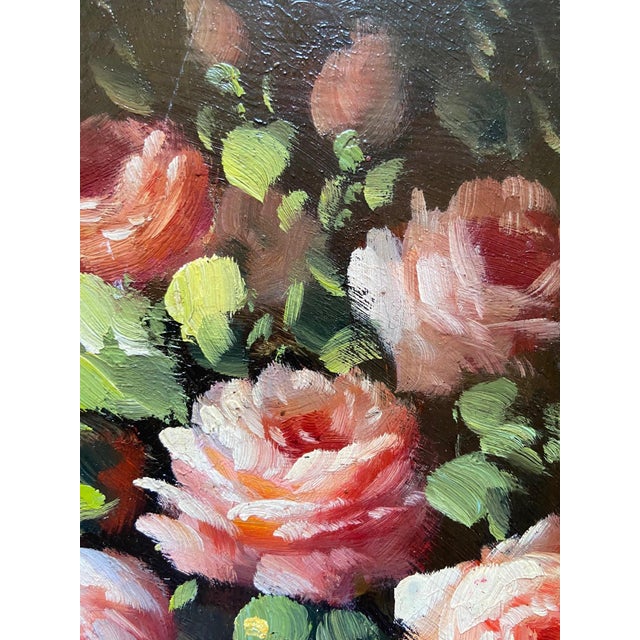 1960s Peter Brooks, Still Life of a Vase of Pink Roses, 1960s, Oil on Canvas For Sale - Image 5 of 13