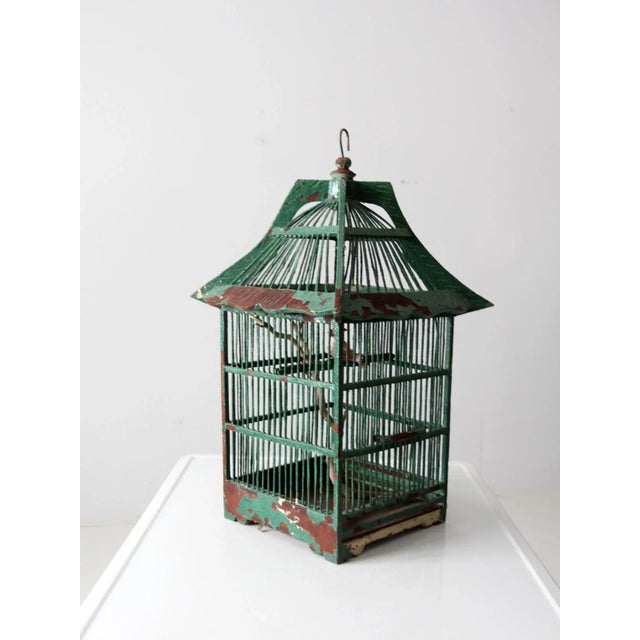 Wood Antique Wooden Bird Cage For Sale - Image 7 of 13