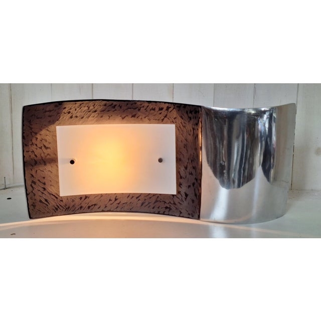 Vintage Wall Lamp with Black Aluminum Panel and Frosted Glass Pane by Fischer Leuchten, 1990s, in Very Good conditions....